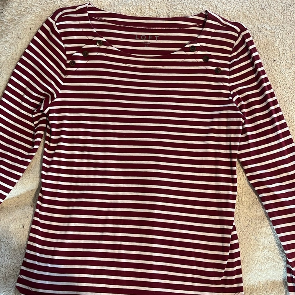 Worn once loft size m boat neck long sleeve top with buttons